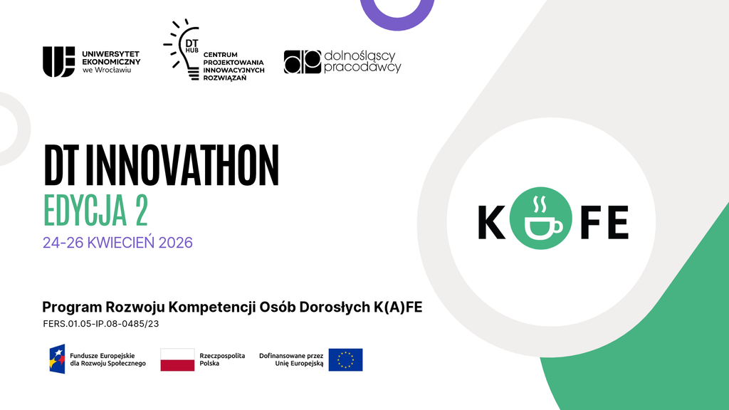 Grafika DT Innovathon, po kliknięciu znajduje się film do odtworzenia na YouTube z drugiej edycji wydarzenia